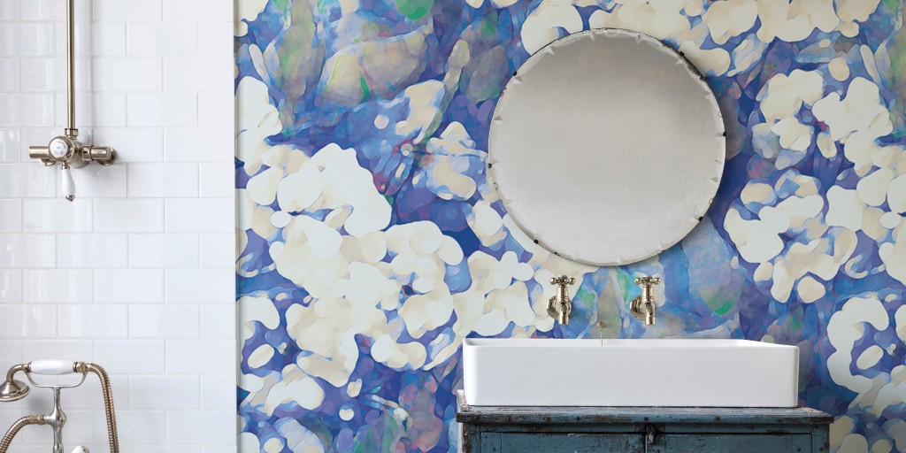 surfaceview's tweet photo. Layering richly textured abstract roses and leaves, our gorgeous Rosa Blue mural wallpaper design combines a spectrum of shades, from the palest dusk blues to mid-deep Classic Blue. Do you prefer cool or warm shades in your bathroom? https://t.co/h9FaNEEamY https://t.co/0F0zY9R9jC