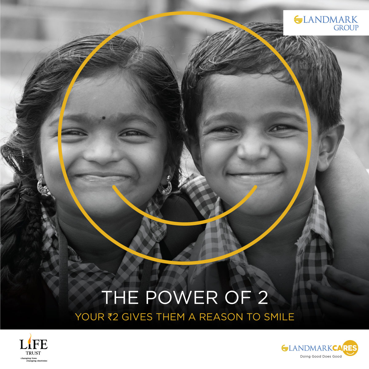 Lifestyle_Store's tweet photo. Just by donating ₹2 you can contribute to the education and health care of little kids all over the country with Life Trust.
@lifetrustindia was able to change the destinies of 2.1 million beneficiaries in the last 10 years with this initiative.
#LandmarkGroup #ThePowerof2 https://t.co/Anga115l4c