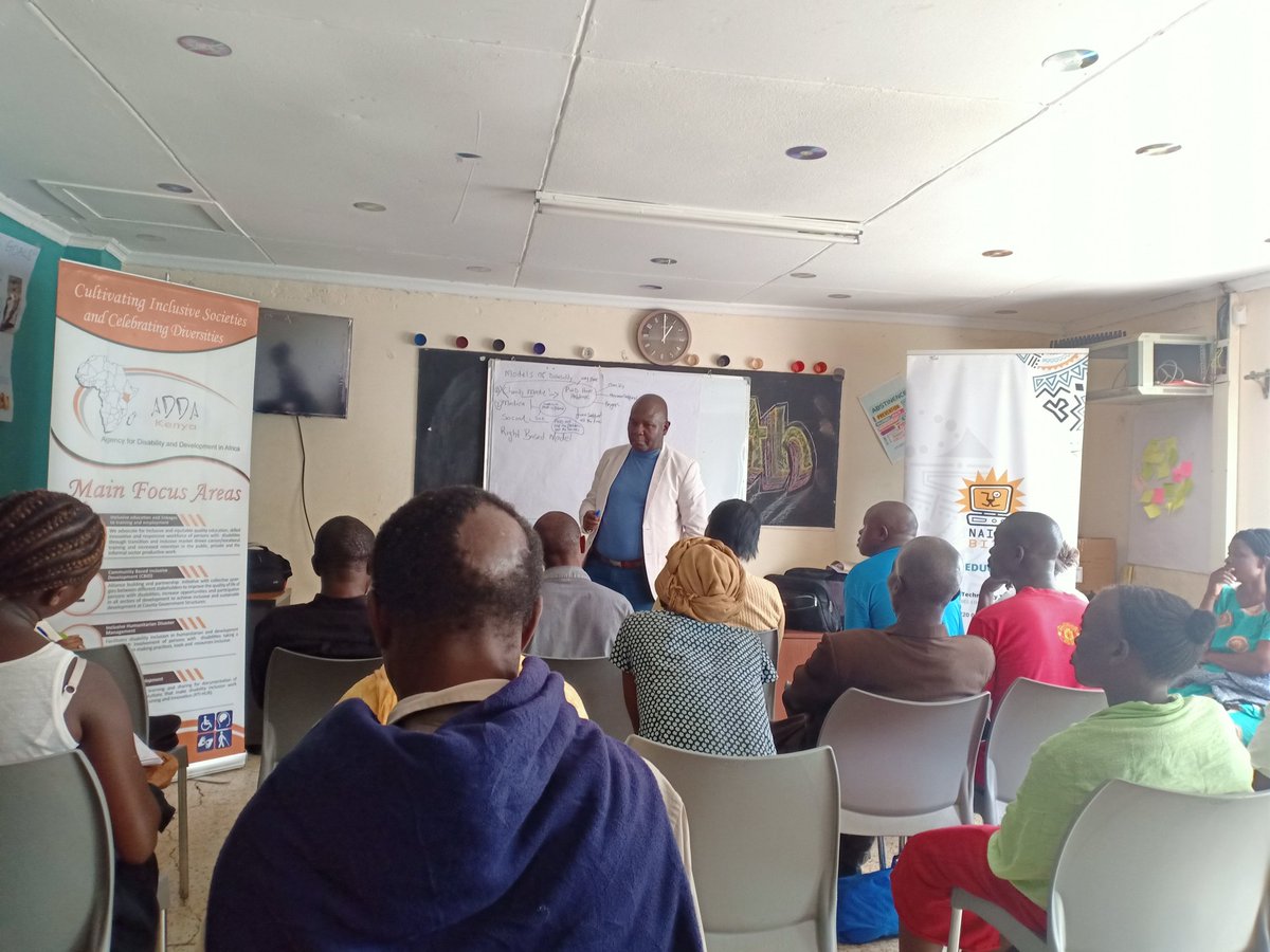 giftedPWDcentre's tweet photo. At GCC we value education and empowerment for persons with disabilities. Today, GCC with @AddaAfrica and @Nairobits are holding a sensitization on Disability Inclusion Score Card and Disability Inclusion Equity Training in Kibera.

#GCCAWARENESS
#IAMGCC
#DisabilityInclusion https://t.co/4TrdUkjcK9