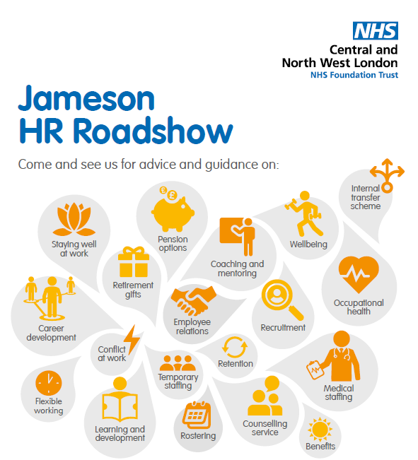 DavidMBBell's tweet photo. The #JamesonPeople #HR roadshow is coming to #ParkRoyal on Tuesday 21 January, between 9 and 3 - come along to find out how we support our @cnwlpeople - check posters locally for the venue #AmbitionforExcellence https://t.co/71TpqefGYN