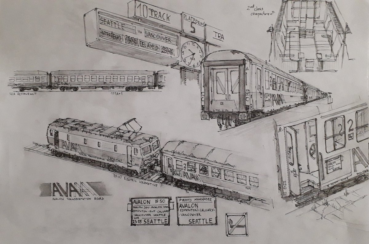 So I guess Avalon isn't coming back anytime soon. I'll finally have time to catch up with my sketches xd. 
Anyway, here are some of my ideas about Avalon's rail transport. I hope You'll like it.