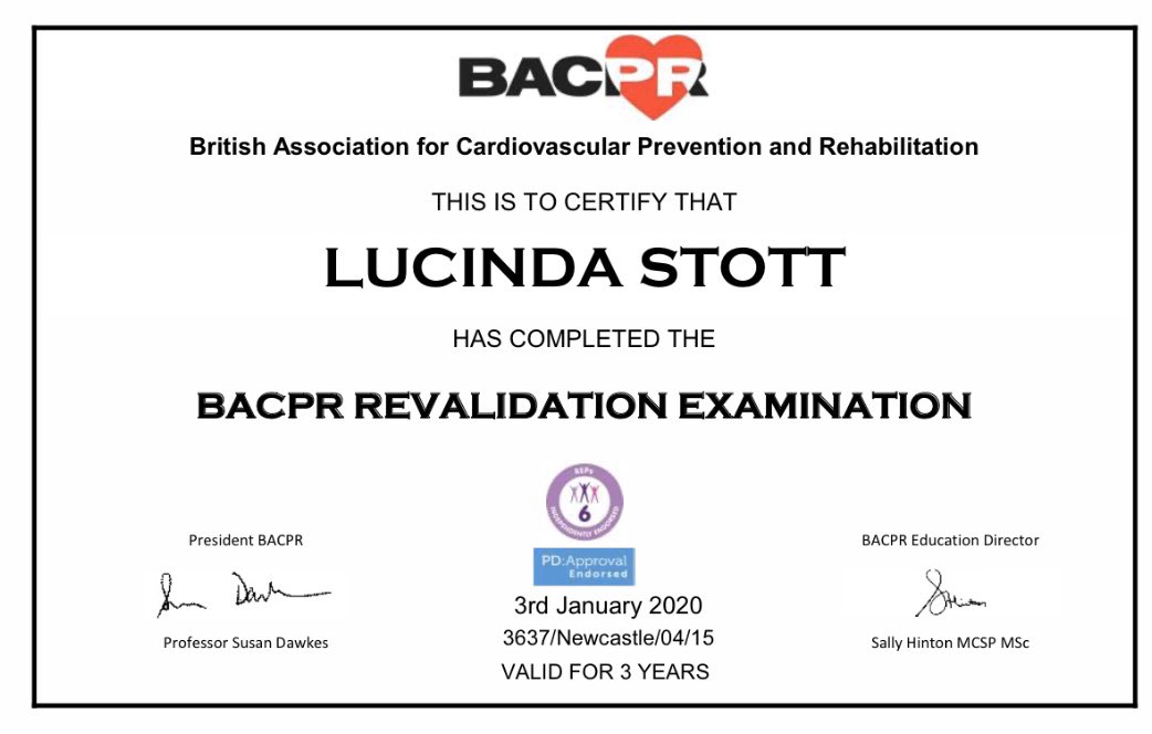 Luciestott's tweet photo. Revaluation complete #BACPR #CPD #Phsiotherapystudent #physiotherapy #almostthere https://t.co/Au9zCYJccJ