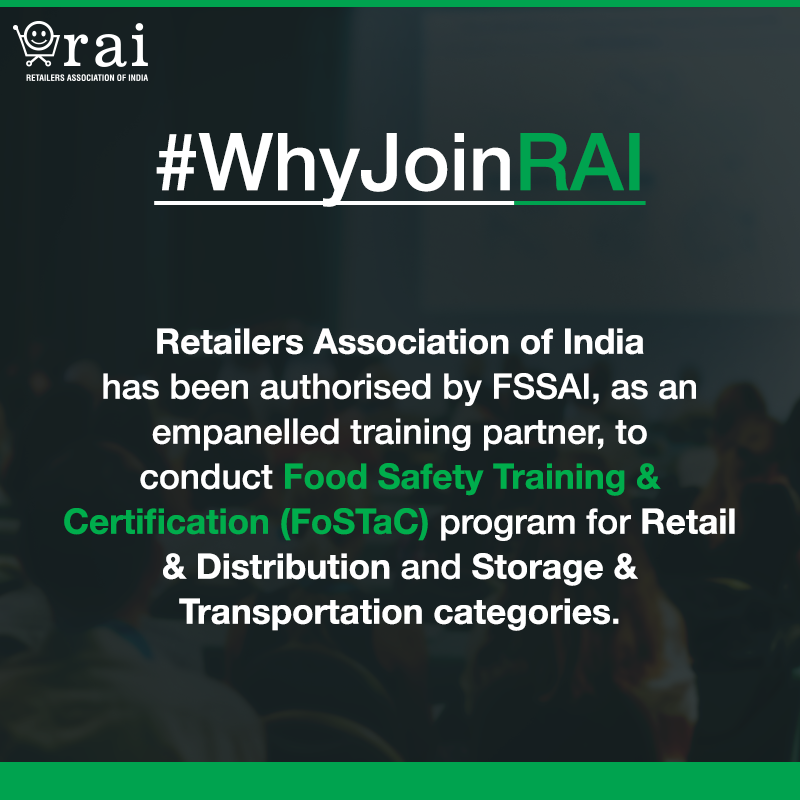 rai_india's tweet photo. Having completed over 2,500 Food Safety Training & Certifications, RAI can help food retailers be compliant with this mandatory training requirement by FSSAI.
Become a member now: https://t.co/sYQTcWY09F
#RAI #WhyJoinRAI #Retailers #FSSAI @fssaiindia https://t.co/dZxTqisb02
