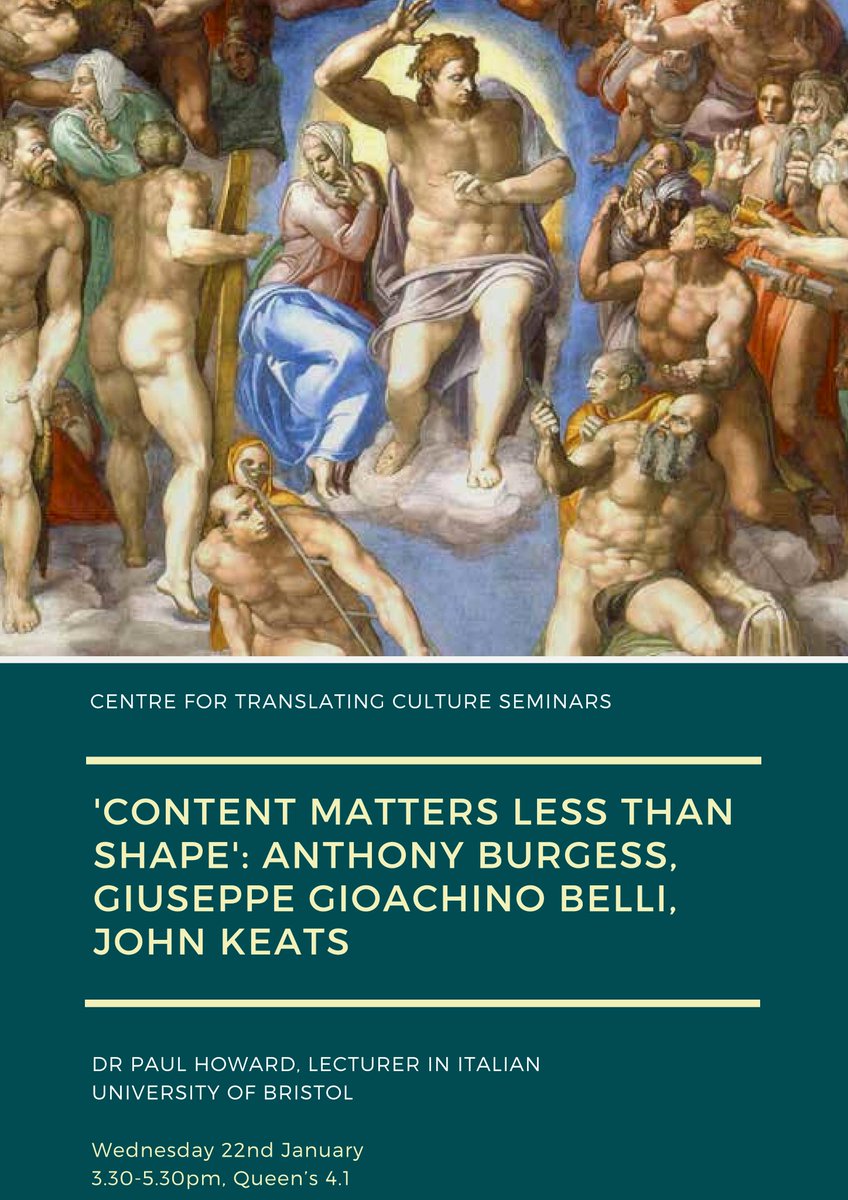 ExeterModLangs's tweet photo. Advance notice of a fascinating seminar next week at our Centre for Translating Cultures by Bristol Italianist @doctorphoward: Wed 22 Jan, 3.30pm, Queen 4.1 https://t.co/ehDMXY76db