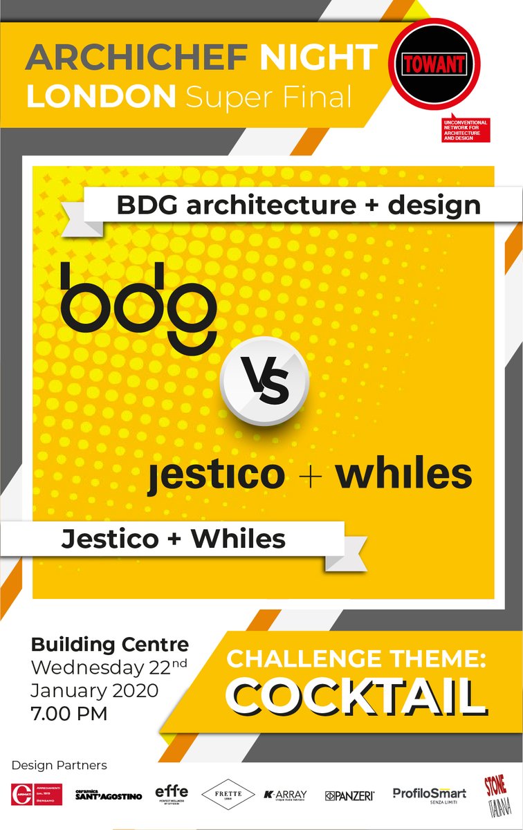 TOWANT (@towantevents) on Twitter photo Wed 22 Jan | Building Centre. Final ArchichefNight London: DESIGN COCKTAIL COMPETITION
'Through the Looking Glass - Eat me/ Drink me' by <a href="/jesticowhiles/">Jestico + Whiles</a>
VS 'New Horizons' by <a href="/wearebdg/">BDG architecture + design</a>
Looking forward to taste them both! Wed 22 Jan | Building Centre. Final ArchichefNight London: DESIGN COCKTAIL COMPETITION
'Through the Looking Glass - Eat me/ Drink me' by <a href="/jesticowhiles/">Jestico + Whiles</a>
VS 'New Horizons' by <a href="/wearebdg/">BDG architecture + design</a>
Looking forward to taste them both!