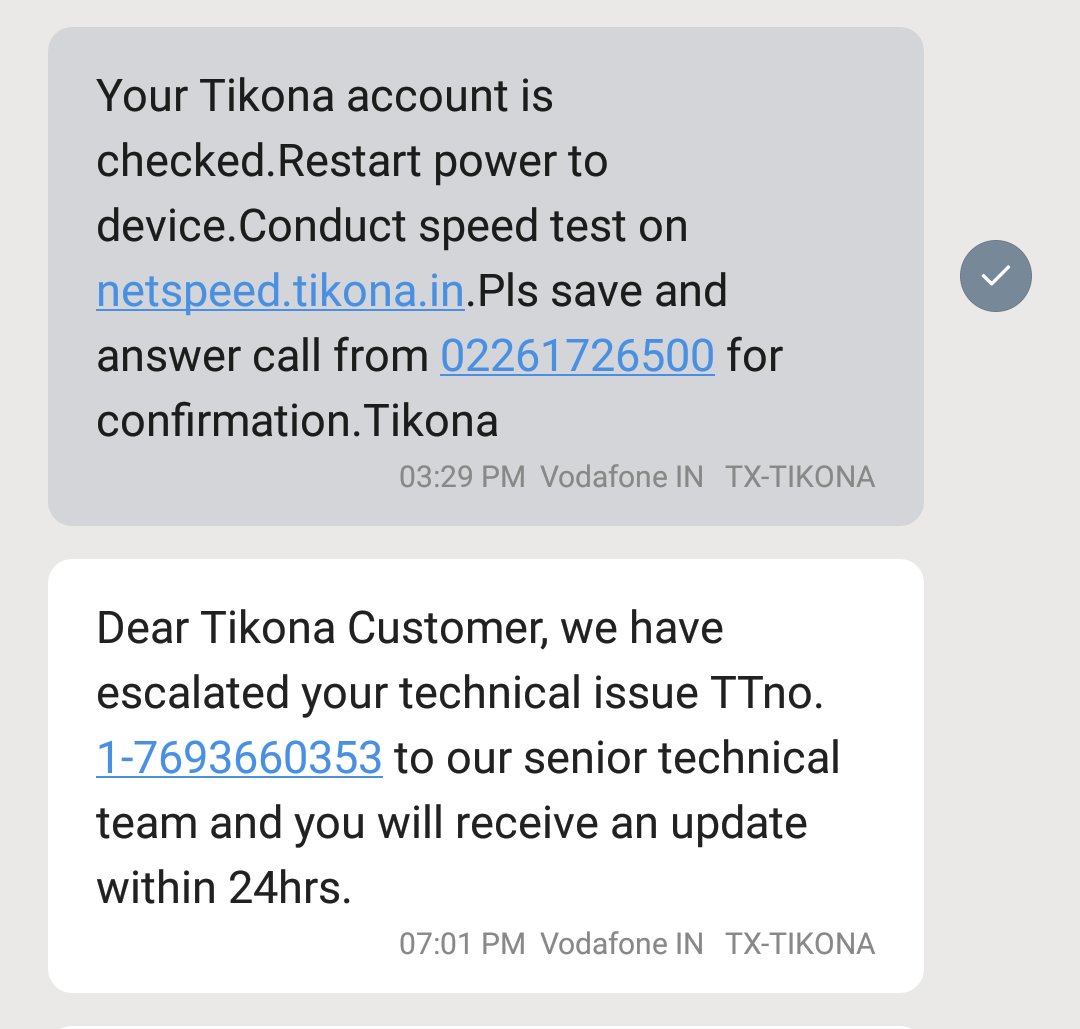 Unmesh35133317's tweet photo. @TikonaTIL you said resolved 4 times and now resolving. Still no internet. I paid in advanced. Pls disconnect and refund my money. @JagoGrahakJago_ @DoT_India https://t.co/X902HTTDpf