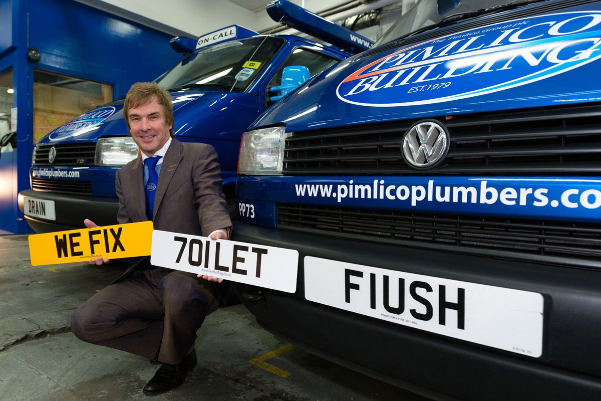 PerfectReg's tweet photo. So @PimlicoPlumbers may fix your #toilet but we certainly fix them up with the best #privatenumberplates
What's your favourite Pimlico Plumbers number plate? Tweet us any pics you have.
#pimlicoplumbers #plumbing #plumbers #pimlicovans #personalisednumberplates #London https://t.co/1glvMwCTPy