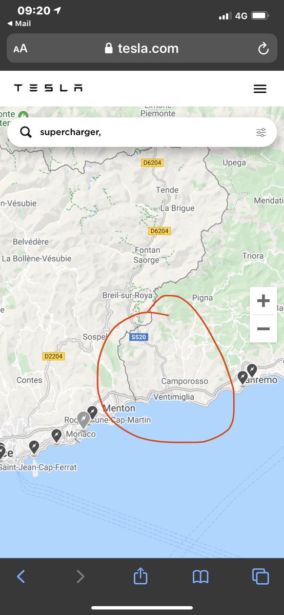 GalliSrl's tweet photo. @elonmusk non ho potuto acquistare la Model S proprio per le dimensioni ...ho notato l’implementazione continua dei Supercharger ed a questo proposito chiedo di valutare il suo posizionamento in zona confine italia Francia vedi allegato segue messaggio https://t.co/j2yKwiPdDM