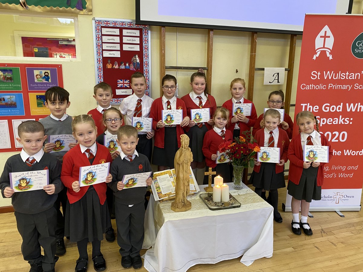 Congratulations to this week’s certificate winners. As always, we are so proud of the children’s achievements. We have our statue of St Wulstan on our prayer table this morning as we are preparing to celebrate his feast day on Sunday 19 January.