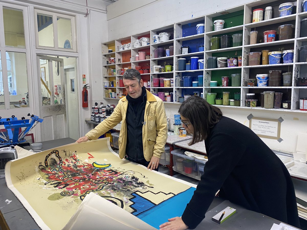 AdeAdesinaink's tweet image. With @p.nkpbbb and @mccrackenish @peacockvisualarts #printmaking #printmakingstudio #aberdeen #print #residency #florencepoiriernkpa #adeadesina #collaboration
