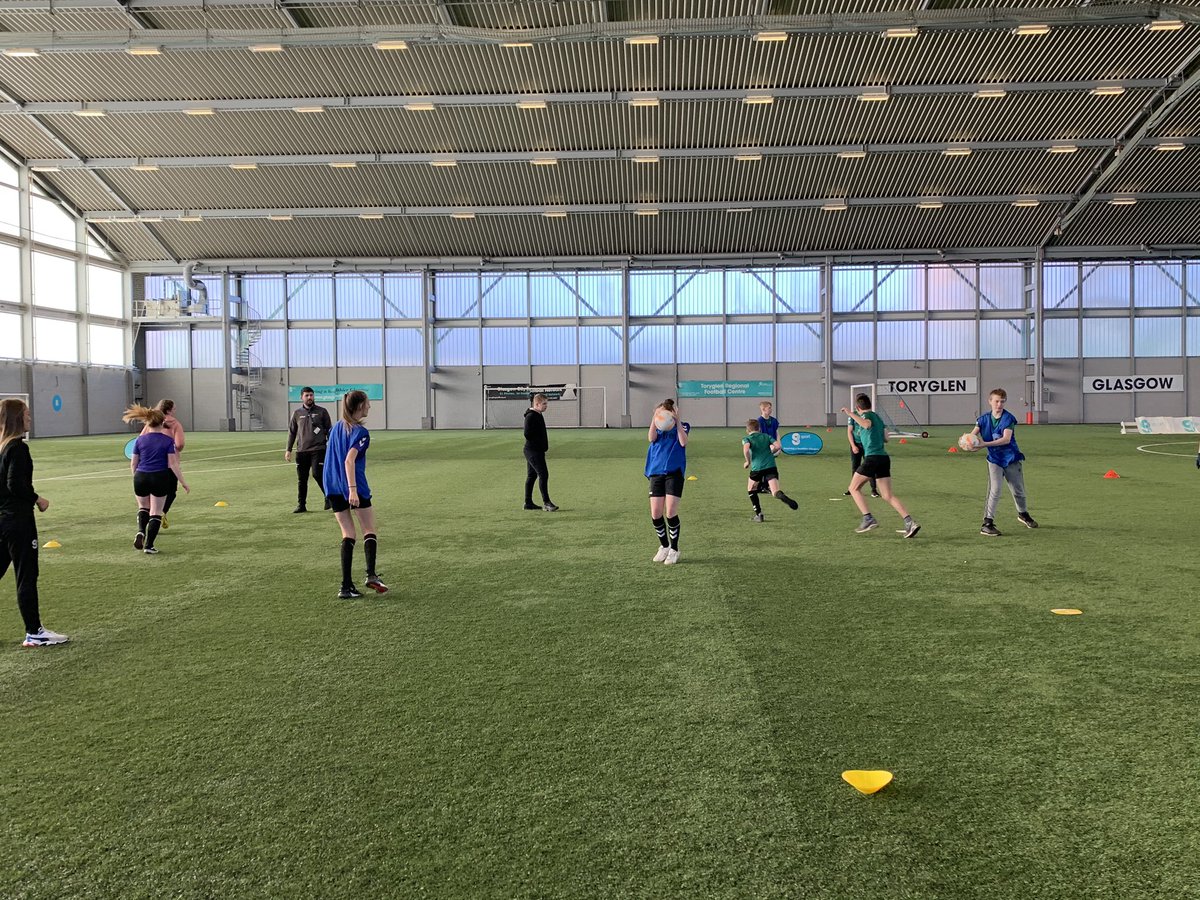 RosshallAcademy's tweet image. Reading The Game Final Event is underway at Toryglen⚽️✨ Girls and Boys teams have been presented with the strips they designed and are getting warmed up for games 💪🏼