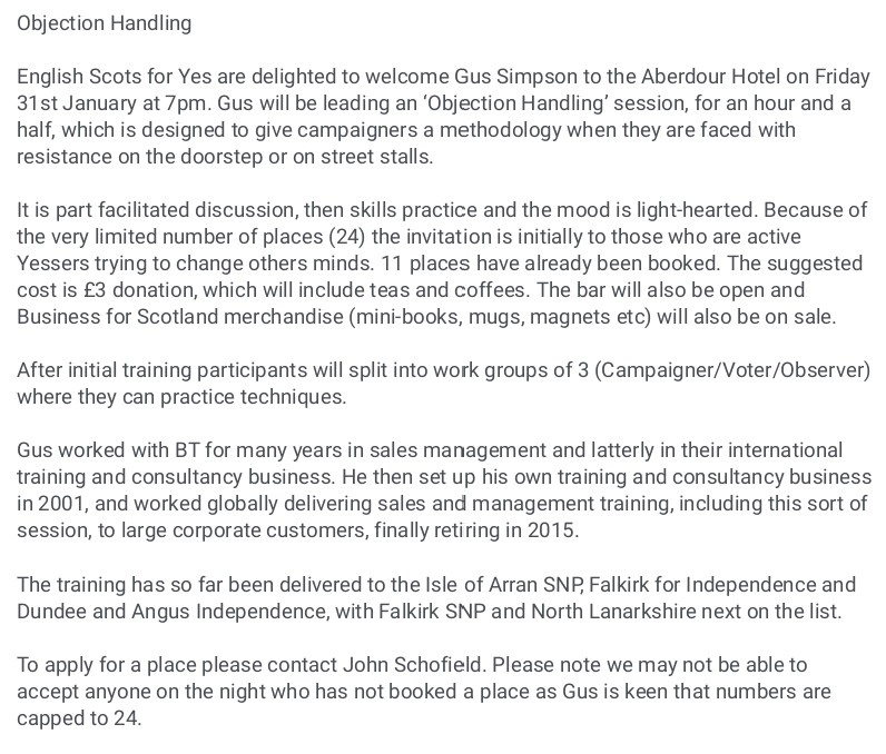 BloodyPolitics's tweet photo. Objection Handling Training (how to deal with difficult voters). The SNP's re-education campaign to convert Scotland's yoons to nationalism continues apace. Resist. Resist.
#scexit evangelists can #refoff -
#indy2020 is dead mate. https://t.co/wMVXGwZzlM