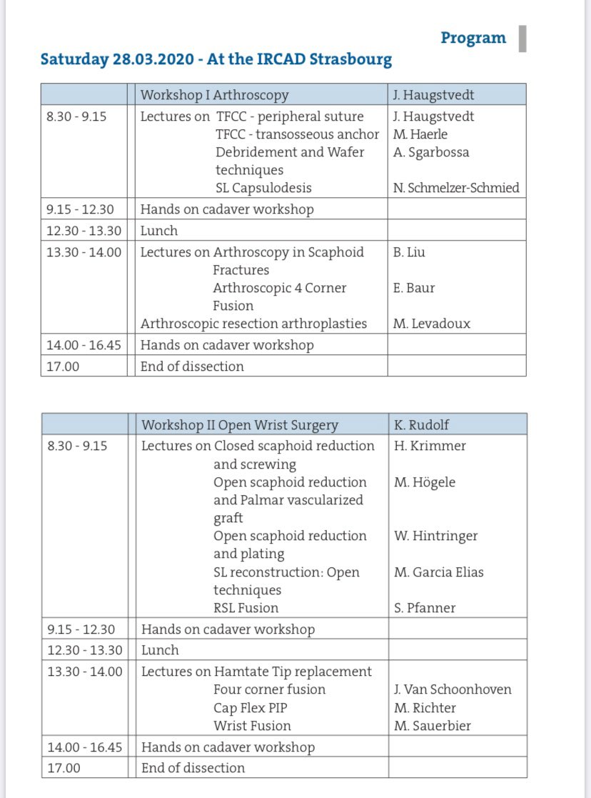 YoungYehs's tweet photo. Wrist Surgery Course
ALL AROUND THE SCAPHOID 
Double workshop from 26/3/2020 to 28/3/2020
Strasbourg 
https://t.co/JxZRKfRBia
@YoungYehs 
@FESSHEurope https://t.co/4qoJRIAuWe
