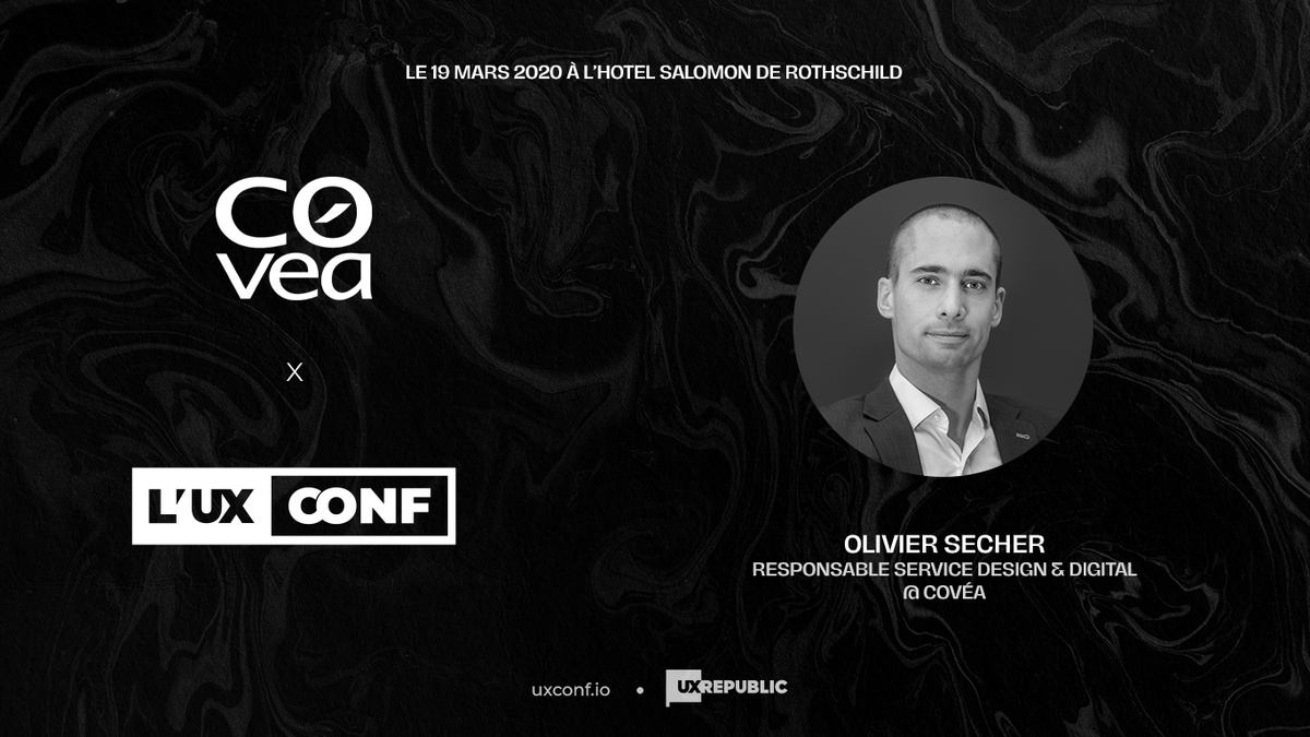 UXRepublic's tweet photo. [UX-CONF 2020] Nous sommes fiers de vous annoncer la participation d'Olivier Secher Responsable du Service Design et Digital @Covea à l'UX-Conf le jeudi 19 mars prochain !
#uxconf #uxrepublic #covea #uxdesign 
https://t.co/m7cnvdP5Dl https://t.co/BBUyxeiKiQ