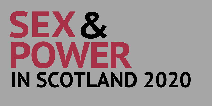 Red and black text on a grey background which reads 'Sex & Power in Scotland 2020'