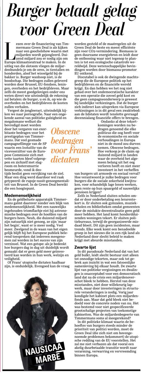 KarinSnippe2's tweet photo. Laat u niks anders wijsmaken. We weten allemaal wie deze klimaatwaanzin gaat betalen. Absolute leestip!
Via @nausicaamarbe #telegraaf
#GreenDeal #Timmermans #EU #pornografie #biomassa #megalomaan #machtsgreep #ondemocratisch #obsceen #afbraak #onderwijs #zorg #veiligheid #Rutte3 https://t.co/CnAJdgFUd5