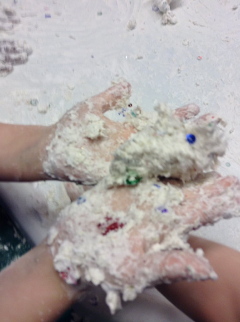 TeamFoundation_'s tweet photo. RM have been making snow gloop, talking about the texture of the different ingredients. It did get a bit messy but some great discussions about texture and the changing state of the cornflour #messyplay #science #communicationskills  #timeforthewash #itisfriday https://t.co/qdG1d1Awle