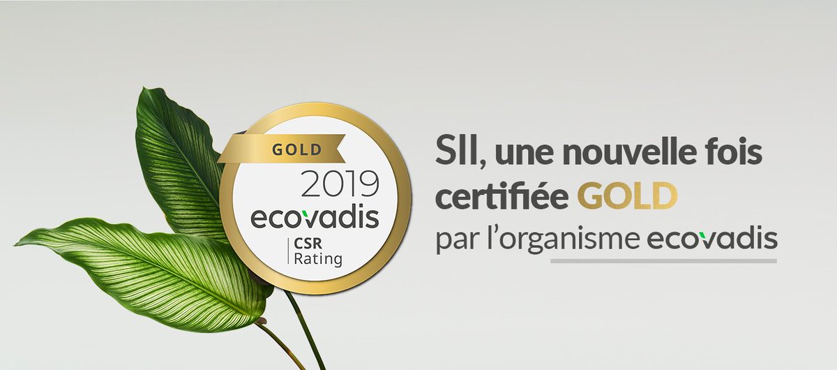 GroupeSII's tweet photo. SII est fier d’obtenir pour la 4e année consécutive la médaille d’Or @ecovadis pour sa performance #RSE, et maintient sa position dans le top 1% des entreprises IT les mieux notées. 
Une belle récompense à nos efforts en matière de #DeveloppementDurable  👉https://t.co/R4sIwF8thQ https://t.co/7KPsagv7dC