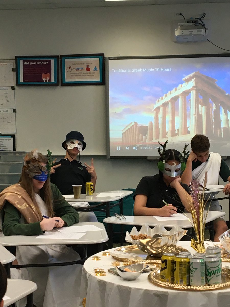 PineCrestMiddle's tweet photo. #PCCreativity + #PCEnglish = A lot of #PCFun! #PCGrade8 Students traveled to Mount Olympus, enjoyed ambrosia to solidify their learning about Greek Mythology (and to ensure immortality.) What a great culminating lesson to this unit of study. https://t.co/RFZsnjiUAM