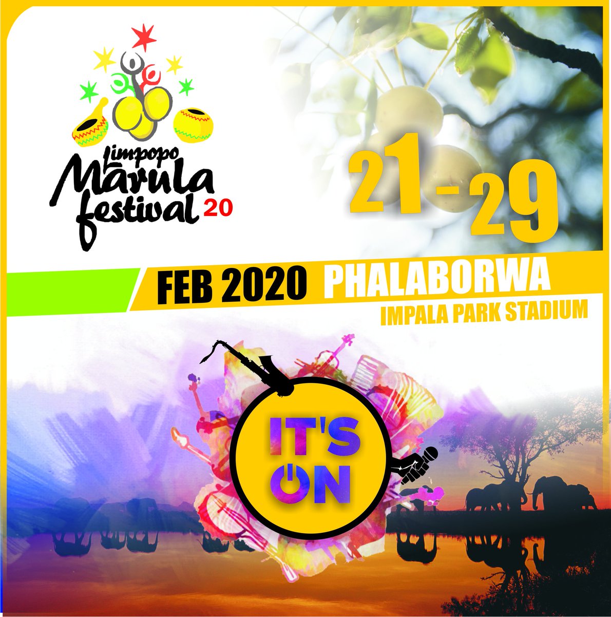 ThaboAndrewMok1's tweet photo. We are all geared up for the festivities, as we celebrate 15 Years of consistent economic injection into Phalaborwa town &amp; the surrounding areas. Discover the greatness in marula!!!

#Marulafestival2020 https://t.co/jU0U2IP1sV