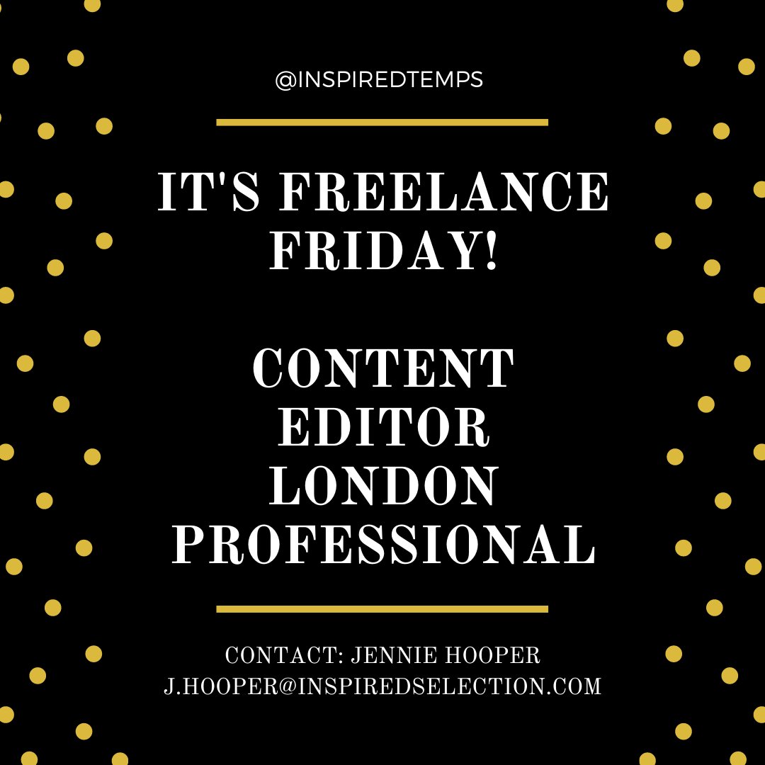 Inspiredjobs's tweet photo. It’s Freelance Friday! Have a look on our website for the full list of freelance/temporary roles, one of these is a Content Editor in London. Get in touch with Jennie to find out more! #InspiredTemps #FreelanceFriday #Editorialjobs https://t.co/OxE3Cverqe
