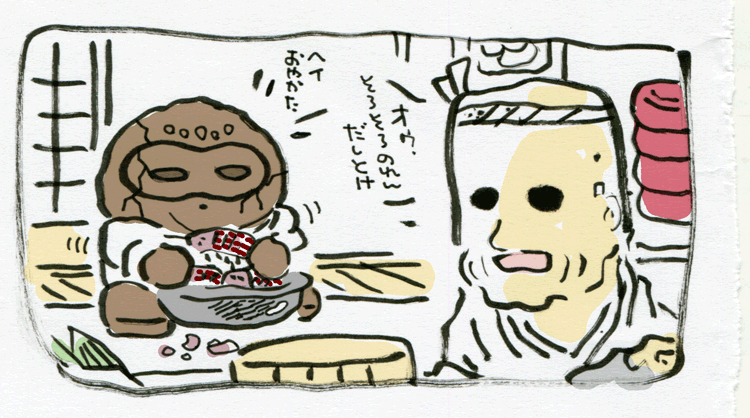 @DoyonoJun 開店まえのシャコ剥き土偶です 