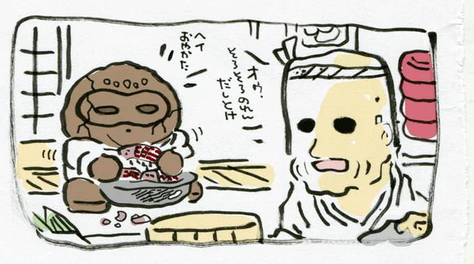 @DoyonoJun 開店まえのシャコ剥き土偶です 