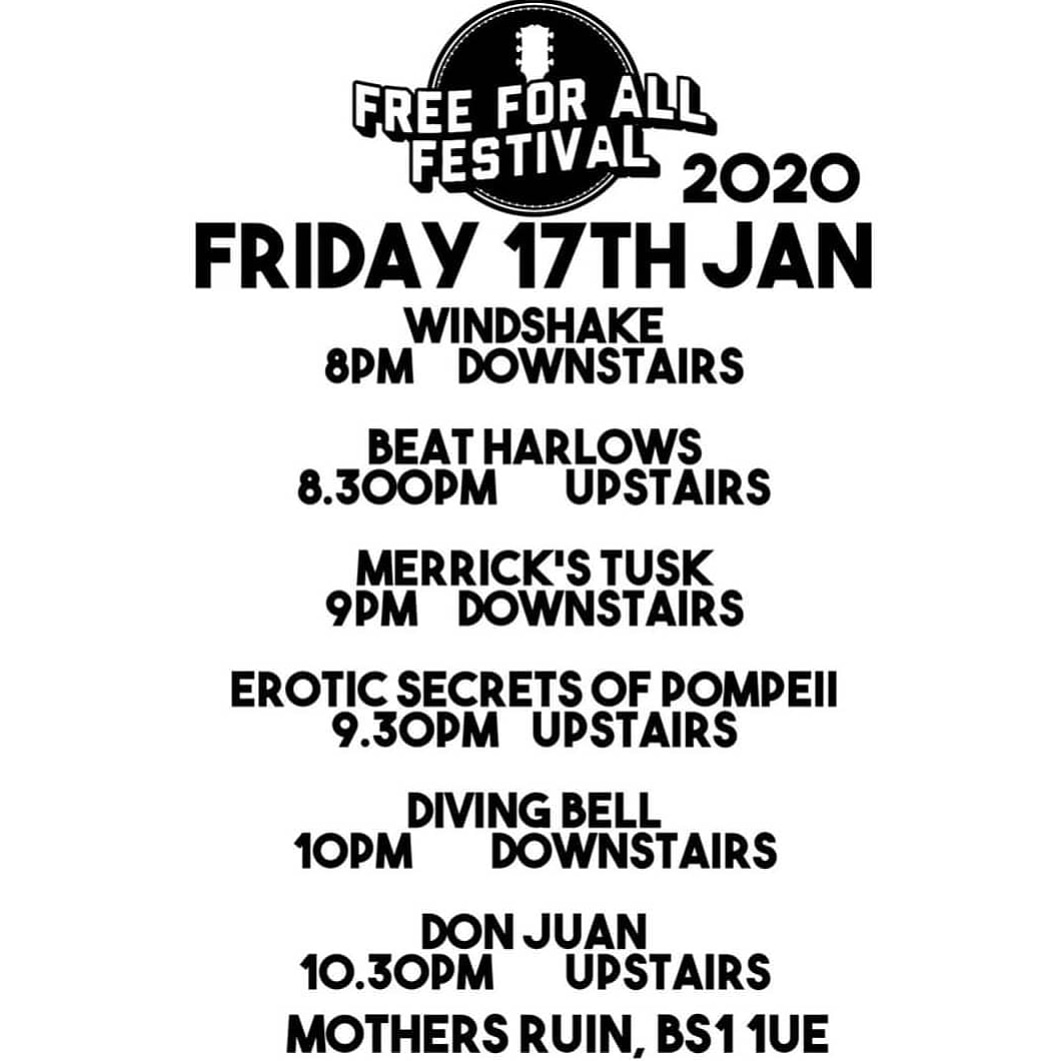 DivingBellUK's tweet photo. Times for tonight. Let's get it 🤙🏻
@TheMothersRuin @FreeF4llBristol https://t.co/J3UjJkIaPd