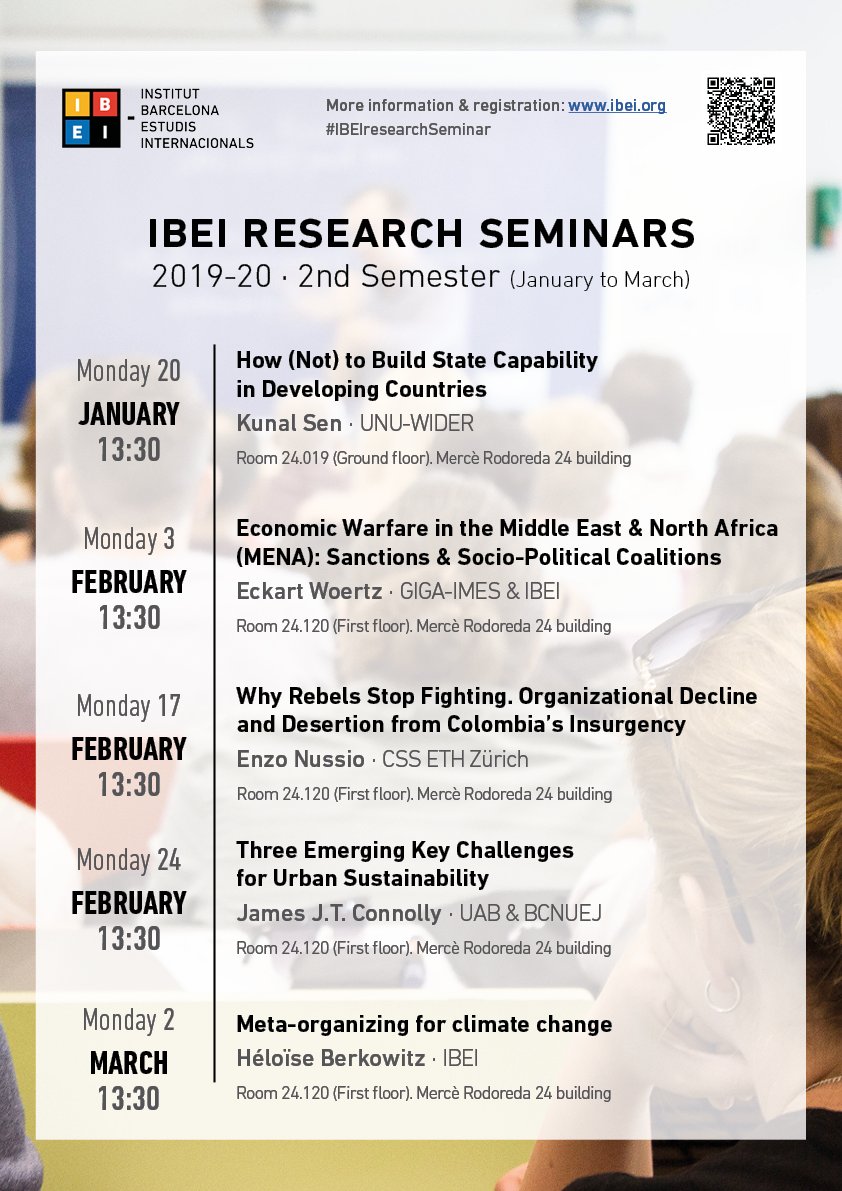 IBEI's tweet photo. ⏰Don't miss any forthcoming #IBEIresearchSeminar! Check the speakers for January-March: @kunalsen5 @UNUWIDER; @eckartwoertz @GIGA_Institute &amp; IBEI; @EnzoNussio @CSS_Zurich @ETH_en; James J.T. Connolly @UABBarcelona &amp; @bcnuej; &amp; @calamityloise @IBEI. Info: https://t.co/w2RSBd3ov5 https://t.co/MSzaCTZyfJ