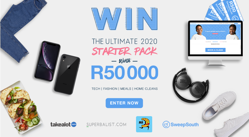 TAKEALOT's tweet photo. Kick-off the new year with the ultimate starter pack containing R50,000  in prizes from https://t.co/53xKrKuLyE, @SweepSouthSA, @superbalist &amp; @mrdfood. 

Enter here for your chance to WIN: https://t.co/zKt70u5Thl  

Competition ends on 31 January 2020. T&amp;Cs Apply. https://t.co/xTeqWl1ah9