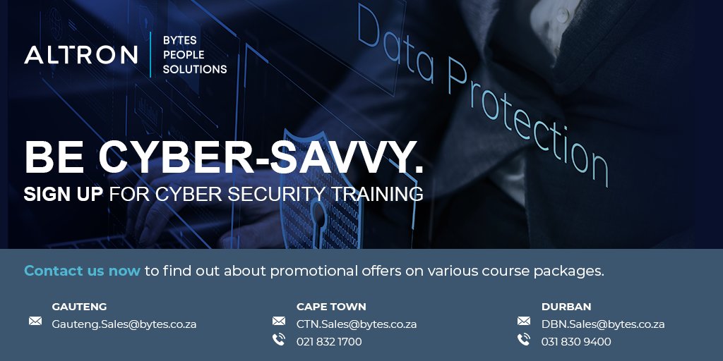 AltronPS's tweet photo. Be cyber-savvy. Sign up for cyber security training. Our Cyber Security courses teach professionals to spot vulnerabilities, fend off attacks, and immediately respond to emergencies. #therewhenitmatters #AltronBPS https://t.co/PeFUkL6E7D https://t.co/Hzc0IW2tor