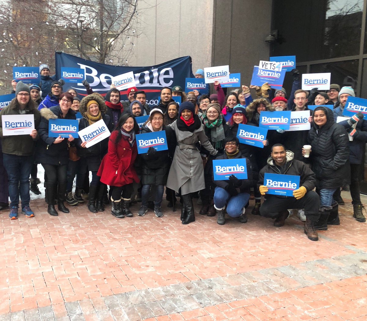 IlhanMN's tweet photo. Early voting in Minnesota starts today!

And we are ready for @BernieSanders! #NotMeUs https://t.co/EnDxEWfVWT