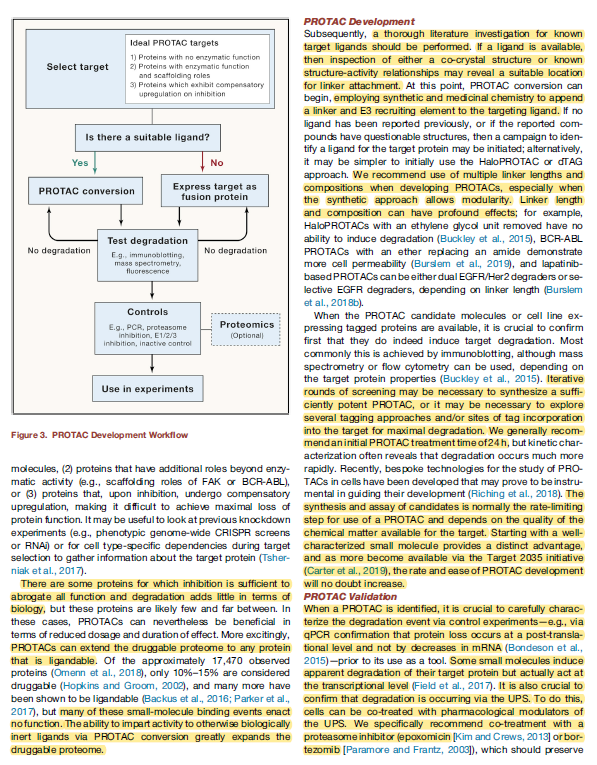 EvanJCarder's tweet photo. PROTACs are impressive tools used to explore biology and potentially treat disease. This elegant primer in @CellCellPress by @GMBurslem and @CraigMCrews provides a workflow for PROTAC development and discusses the benefits of this technology. Check it out! https://t.co/fxzvD62QfU https://t.co/9MIk1lzSuL