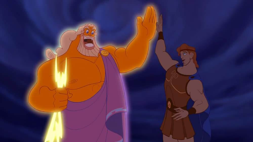 Hercules sort of played it fast and loose with nipples, giving them to the Gods like Zeus (swirly greek nipple designs FTW) but left them off mythical characters like Phil, who is even more definitionless in the parks unless you count poorly patterend loose fabric.