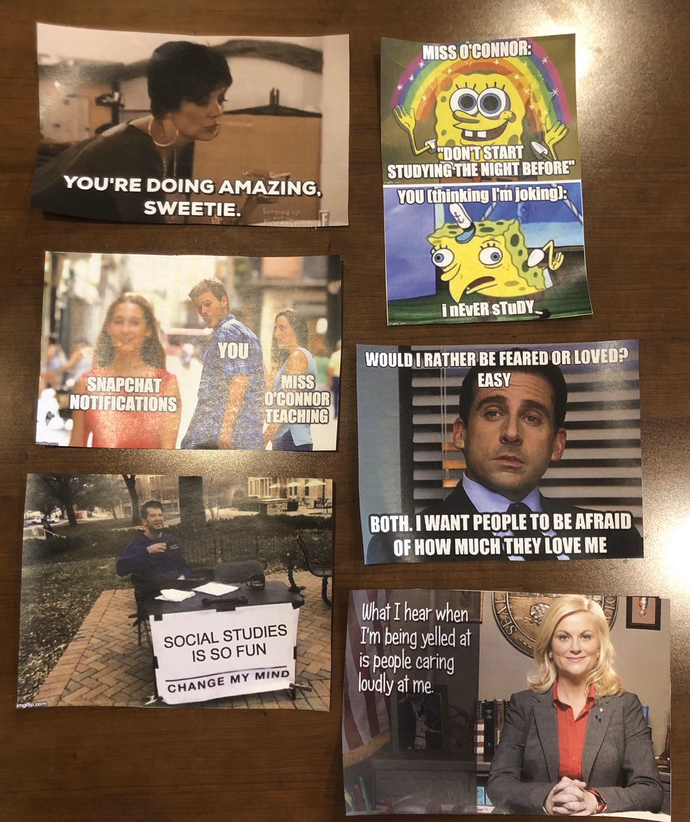MsOconnor20's tweet photo. Looks like I have everything I need before beginning to #StudentTeach on Wednesday! 😂 Memes are relationship building! #ElonEd https://t.co/g8GMfUC816