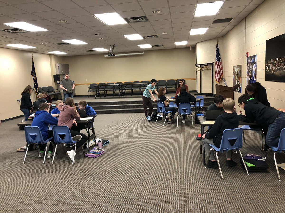 ryantharty3's tweet photo. Literacy and Foundations of Technology classes combined forces today to tackle an Escape Room Activity. #JMSengaged https://t.co/Lb76wbBTRs