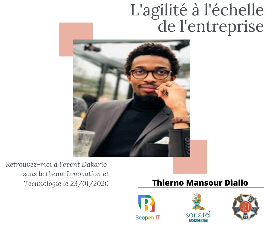 beopenit's tweet photo. Vous êtes CEO, Manager ou un acteur engagé dans votre entreprise? Mr Diallo vous donne les clés pour améliorer, mettre en place l’agilité au sein de l’entreprise ainsi qu’un partage de bonnes pratiques et idées pour progresser. @AcademySonatel @beopenit https://t.co/j4Kmg26x9B