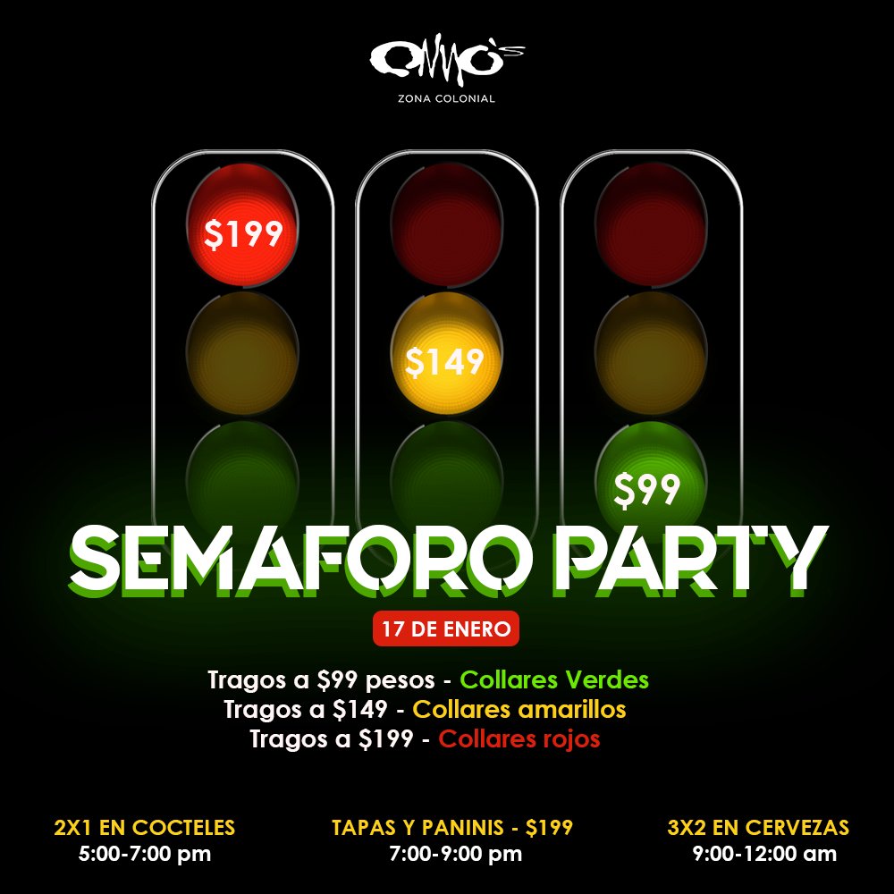 Este party esta 🔥 lleno de diversion y ofertas que tienes que disfrutar <a href="/OnnosBarzc/">Onno's Zona Colonial</a> Calle Hostos #157, Zona Colonial RD.  809-689-1183. Un collar Rojo si estas con pareja/ Amarillo conociendo/ Verde en solteria. Te esperamos hoy viernes 17, laboramos de 5pm-3am!!