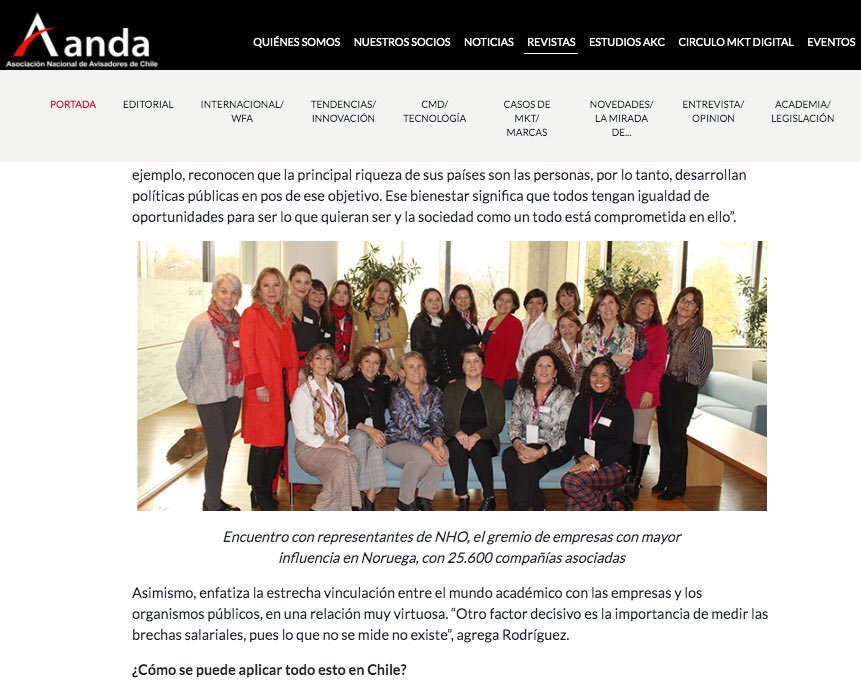 La revista Marcas y Marketing de <a href="/ANDA_Chile/">ANDA</a> destaca el trabajo de nuestra primera misión internacional en su edición de enero 💪🏻 En el artículo, nuestra vicepresidenta Juanita Rodríguez y líder del proyecto, comparte los detalles de este viaje de trabajo lnkd.in/e3Rvsvi