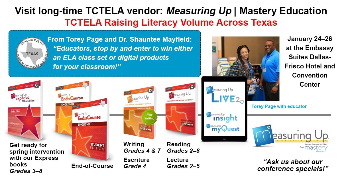 MeasuringUp_ME's tweet photo. Attending TCTELA? #TXTeachers #TCTELA Visit Measuring Up | Mastery Education and Enter to win either an ELA class set or digital products for your classroom https://t.co/5XA5ujs8mp https://t.co/mkRk1mLQRC
