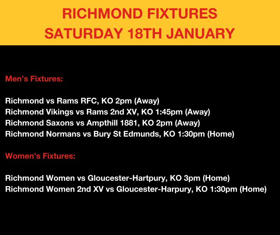 RichmondFC1861's tweet photo. GAME DAY β
Huge good luck to all 6β£ Richmond Men's + Women's teams in action!
πβ€οΈπ€
#ThisIsRichmond #ThisIsOneClub https://t.co/YlAIsUf5jG