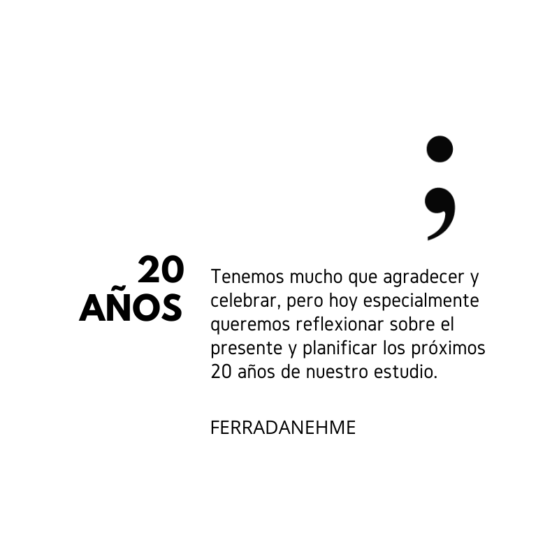 ferradanehme's tweet photo. Hoy se cumplen 20 años desde la fundación de nuestro estudio. Estamos listos/as para los siguientes 20. #FN20 https://t.co/quLugAOde5
