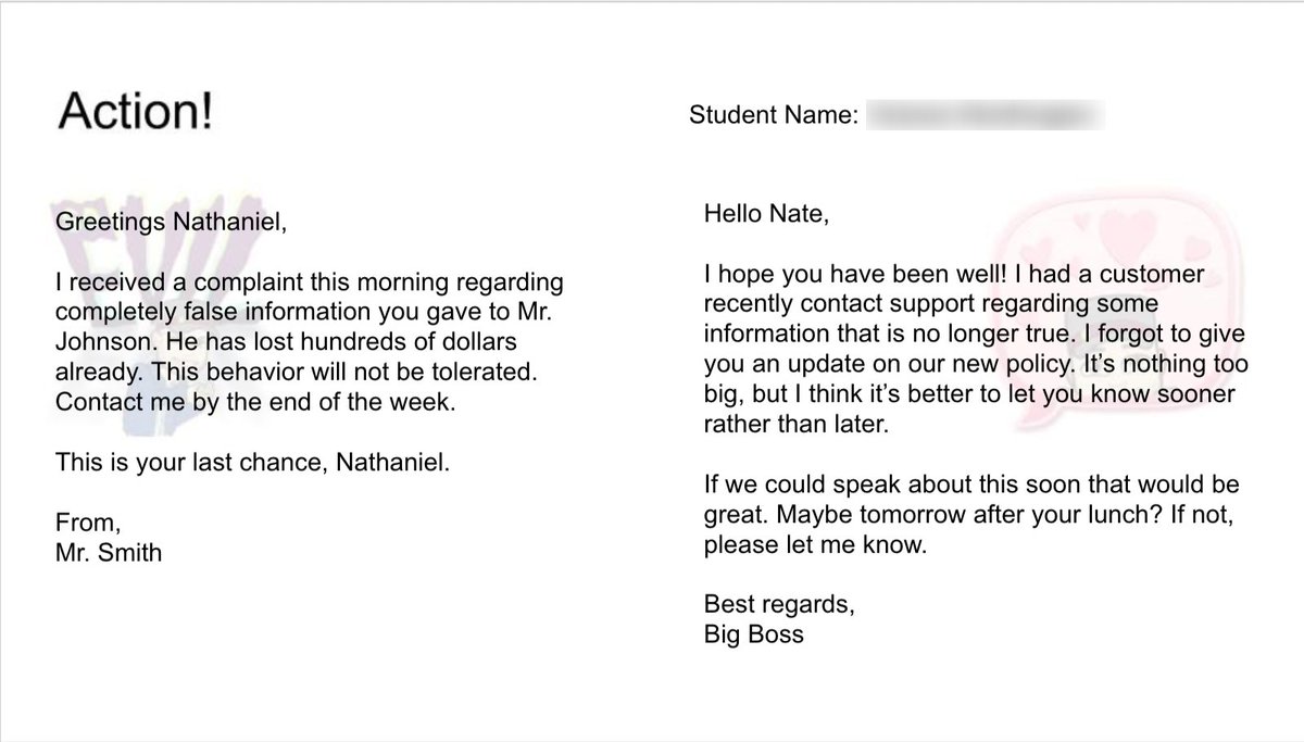 MrCarrOnTheWeb's tweet photo. I'm having fun reading these student responses. They had to write a pos/neg version of an email with the same message. Thanks to a great session at #CLSTech20 past weekend, we laughed our way through class yesterday! #englishteacher #wearecue #TeacherLife https://t.co/BU8nYqIEdF