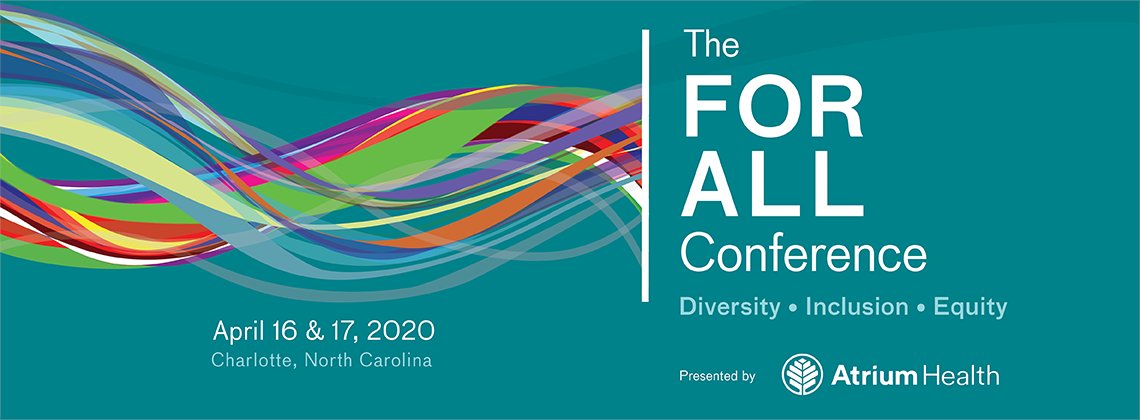 AtriumHealth's tweet photo. Kick off the year by registering for the 2020 FOR ALL Conference, presented by Atrium Health.
Hear from the nation’s leading experts in diversity, inclusion and equity. Early bird pricing is still available! Learn more and register: https://t.co/8djMdiQOLw #ForAllConf https://t.co/8eRGLis0kb