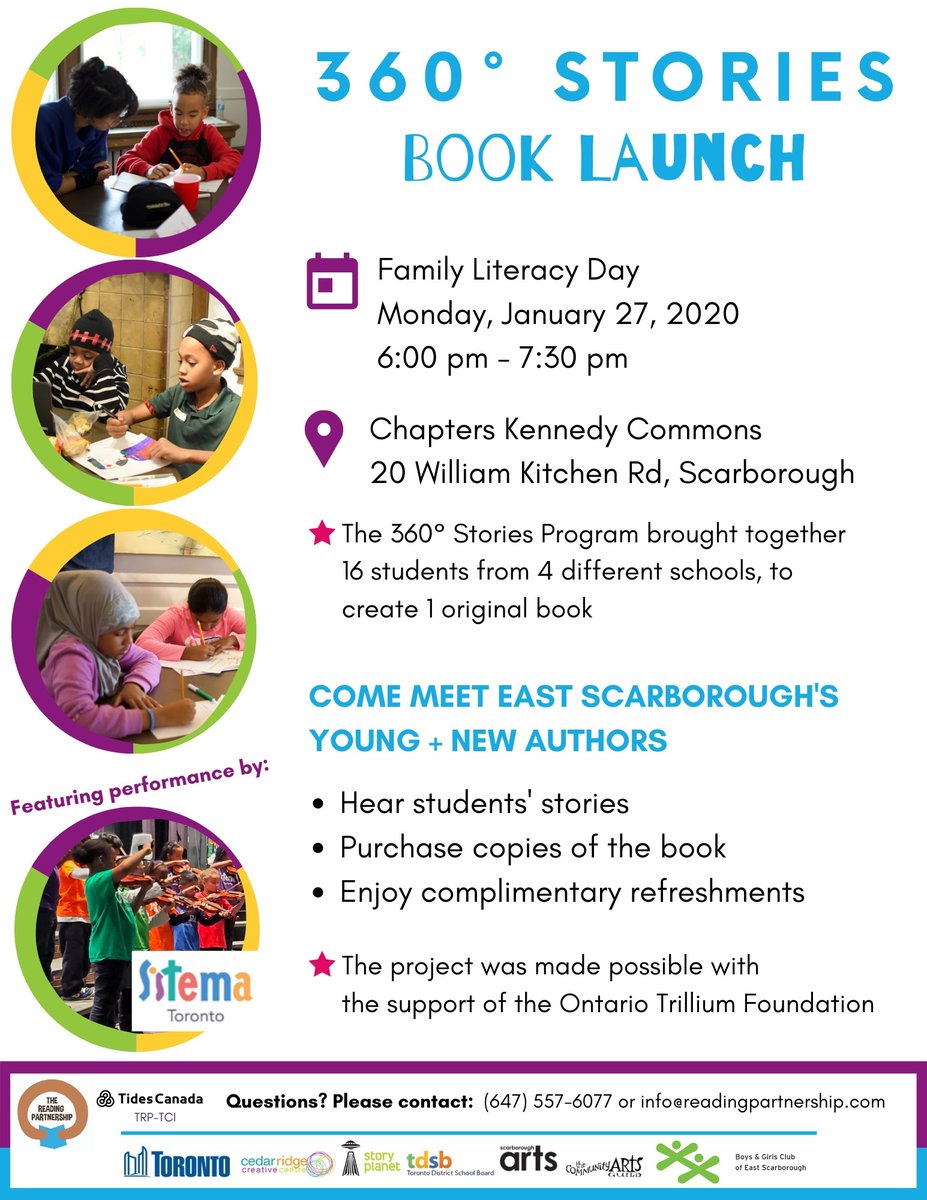 scararts's tweet photo. Join us and @TRPnow at Chapters Kennedy Commons on Monday January 27 to celebrate the 360 Stories Program launch of "Listen to this Legend" an anthology created by students from 4 Scarborough-based TDSB schools! 🐥📚
RSVP: https://t.co/if6XsIRMyN
#reading #ScarbTO #eventsTO https://t.co/kinPi3r1mA