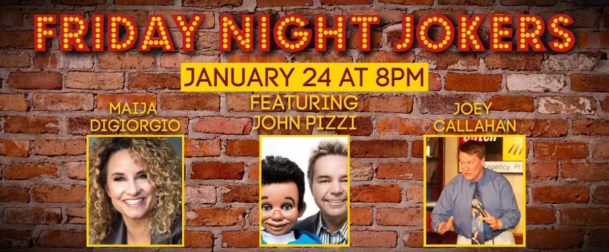 ParamountHV's tweet photo. Don't miss our first show of 2020 in exactly one week!
Friday Night Jokers ft. @JohnPizzi , @ComedianMaija , & @joeycallahan bring nothing but laughs on the 24th!
Make your Friday night one to remember here at the #ParamountHV!
Tix: https://t.co/wAPbQdzW36 https://t.co/BB97GTvu5f