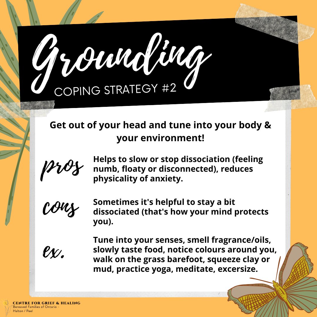 CFGH_BFOHP's tweet photo. Coping Strategy #2: Grounding! What do you do to ground yourself when you need a break? 💛

#Grief #Loss #Hope #Healing #Support #Coping #CopingTip #Grounding https://t.co/XKcsHM34l6