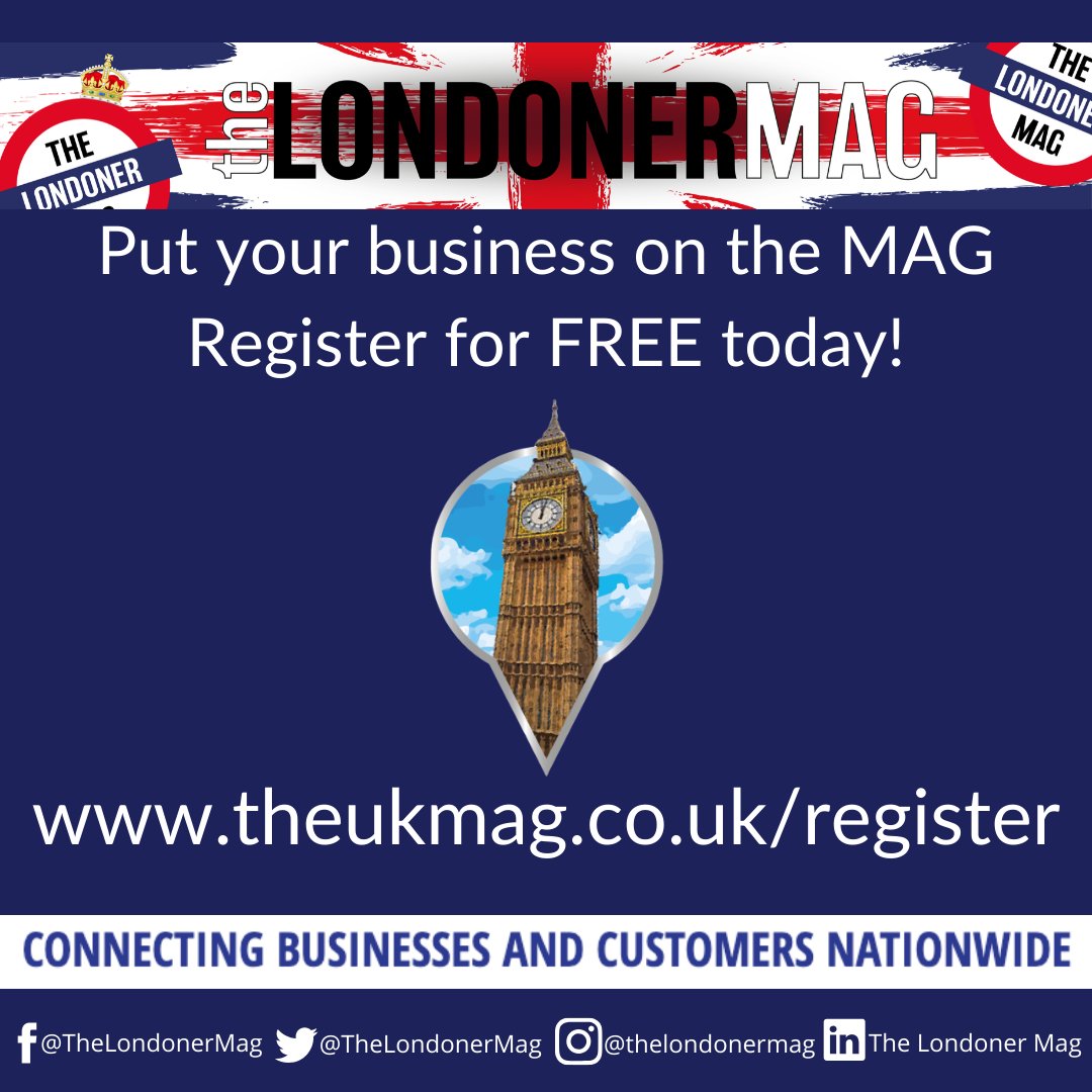 TheLondonerMag's tweet photo. #LondonBusinesses! Have you registered your business on @TheUKMag yet?
Put your business on the MAG!
Register for FREE today at https://t.co/tP4s7BxyFm
#TheUKMag #LondonBusiness #Register #London https://t.co/EBgfUZEOQP