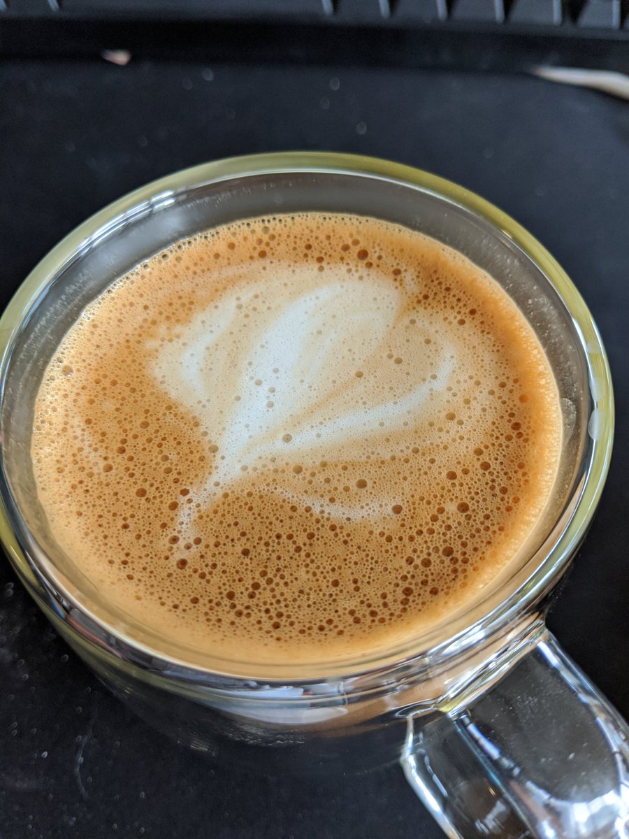 My gay latte art for my girlfriend, either it's a heart or a gay onion, we're not sure