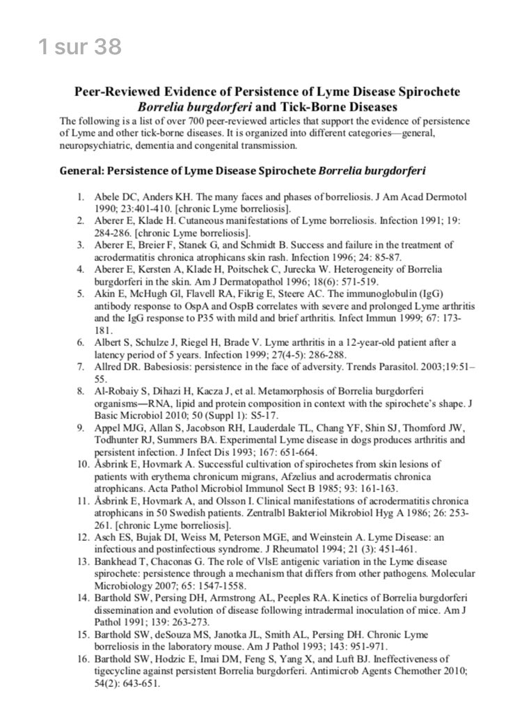 calamity_lyme's tweet photo. ▶️Peer-Reviewed Evidence of Persistence of #Lyme 
#medtwitter #CNGE #SPILF 

🚨Voici 700 ETUDES SCIENTIFIQ qui démontrent #persistance #lyme #Borreliose organisées en catégories: 
1. Général 
2. Neuro psychiatrique
3. Démence 
4. Transmission congénitale

https://t.co/0LW6VsiXD6 https://t.co/wxRnv4s7h2